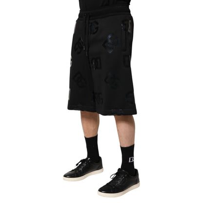 Dolce & Gabbana Black Logo Cotton Bermuda Sweatshorts Shorts Dolce & Gabbana