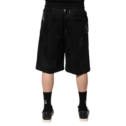 Dolce & Gabbana Black Logo Cotton Bermuda Sweatshorts Shorts Dolce & Gabbana