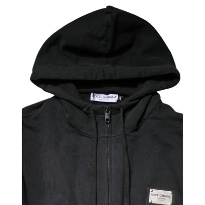 Dolce & Gabbana Black Logo Full Zip Hooded Men Sweatshirt Sweater Dolce & Gabbana