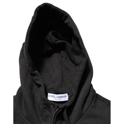 Dolce & Gabbana Black Logo FullZip Hooded Sweatshirt Sweater