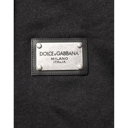 Dolce & Gabbana Black Logo FullZip Hooded Sweatshirt Sweater