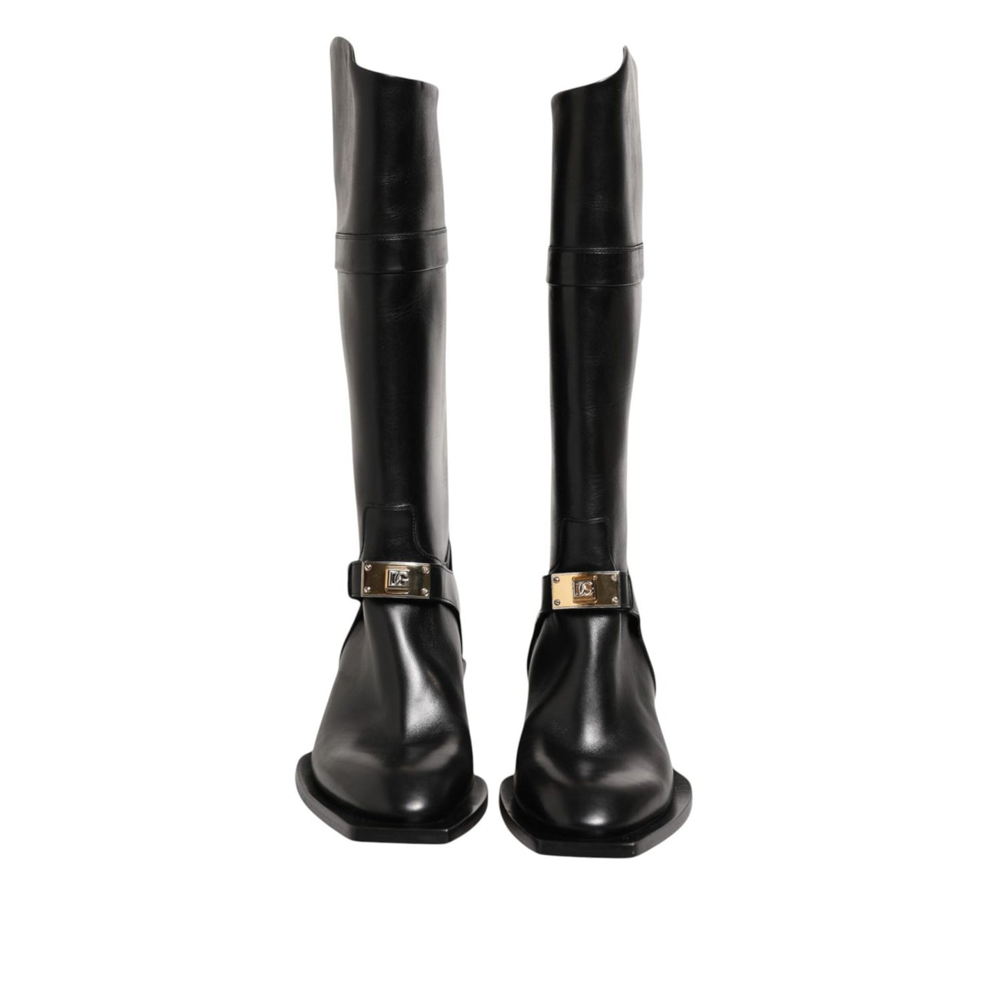 Dolce & Gabbana Black Logo Plaque Over The Calf Boot Shoes Dolce & Gabbana