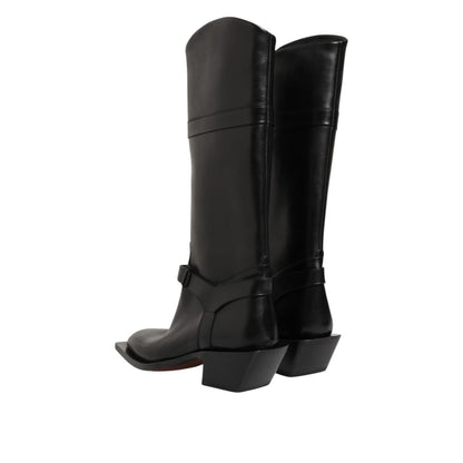 Dolce & Gabbana Black Logo Plaque Over The Calf Boot Shoes Dolce & Gabbana