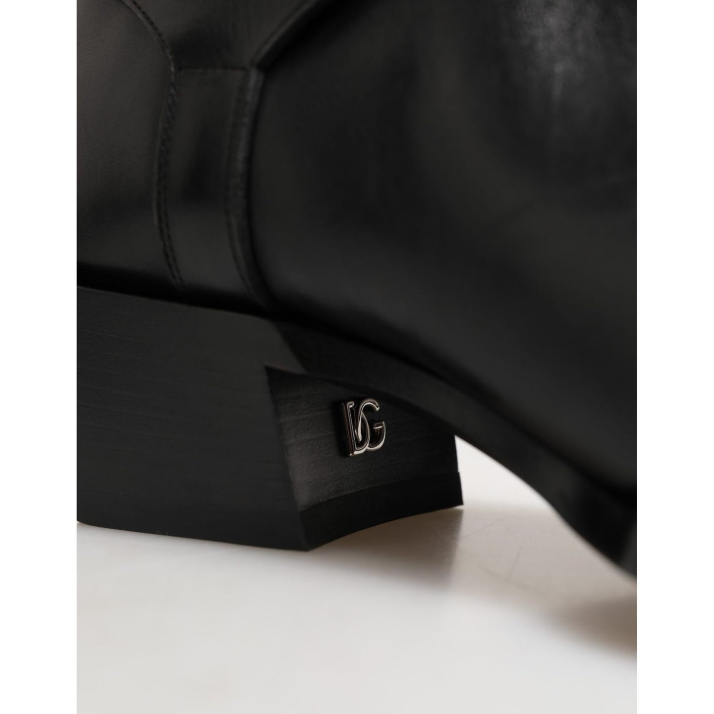 Dolce & Gabbana Black Logo Plaque Over The Calf Boot Shoes Dolce & Gabbana