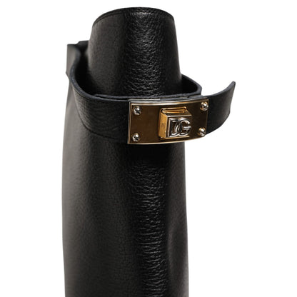 Dolce & Gabbana Black Logo Plaque Over The Calf Boots Shoes Dolce & Gabbana