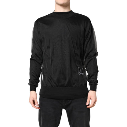 Dolce & Gabbana Black Logo Polyester CrewNeck Sweatshirt Sweater