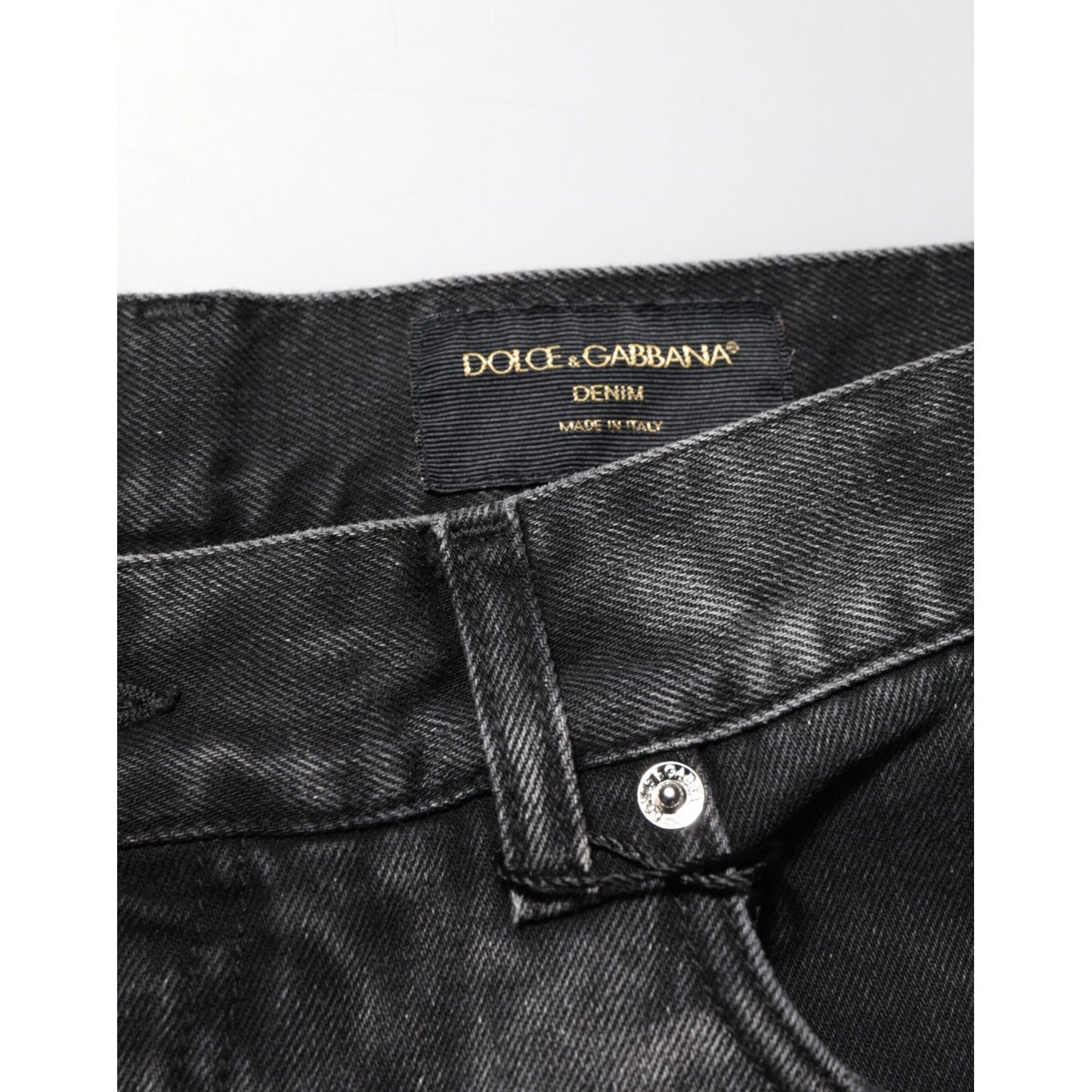 Dolce & Gabbana Black Marbled Effect Straight Men Denim Jeans Dolce & Gabbana