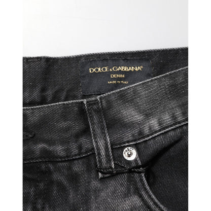 Dolce & Gabbana Black Marbled Effect Straight Men Denim Jeans Dolce & Gabbana
