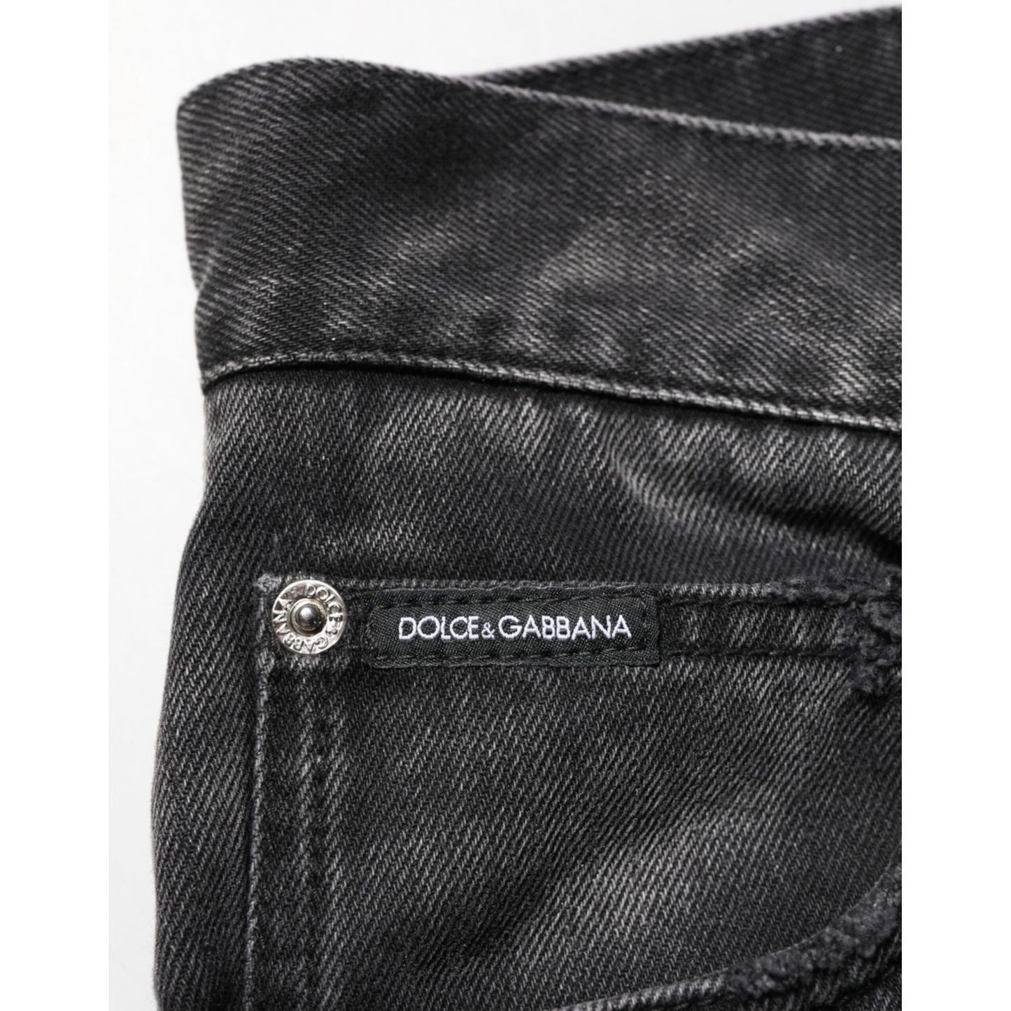 Dolce & Gabbana Black Marbled Effect Straight Men Denim Jeans Dolce & Gabbana