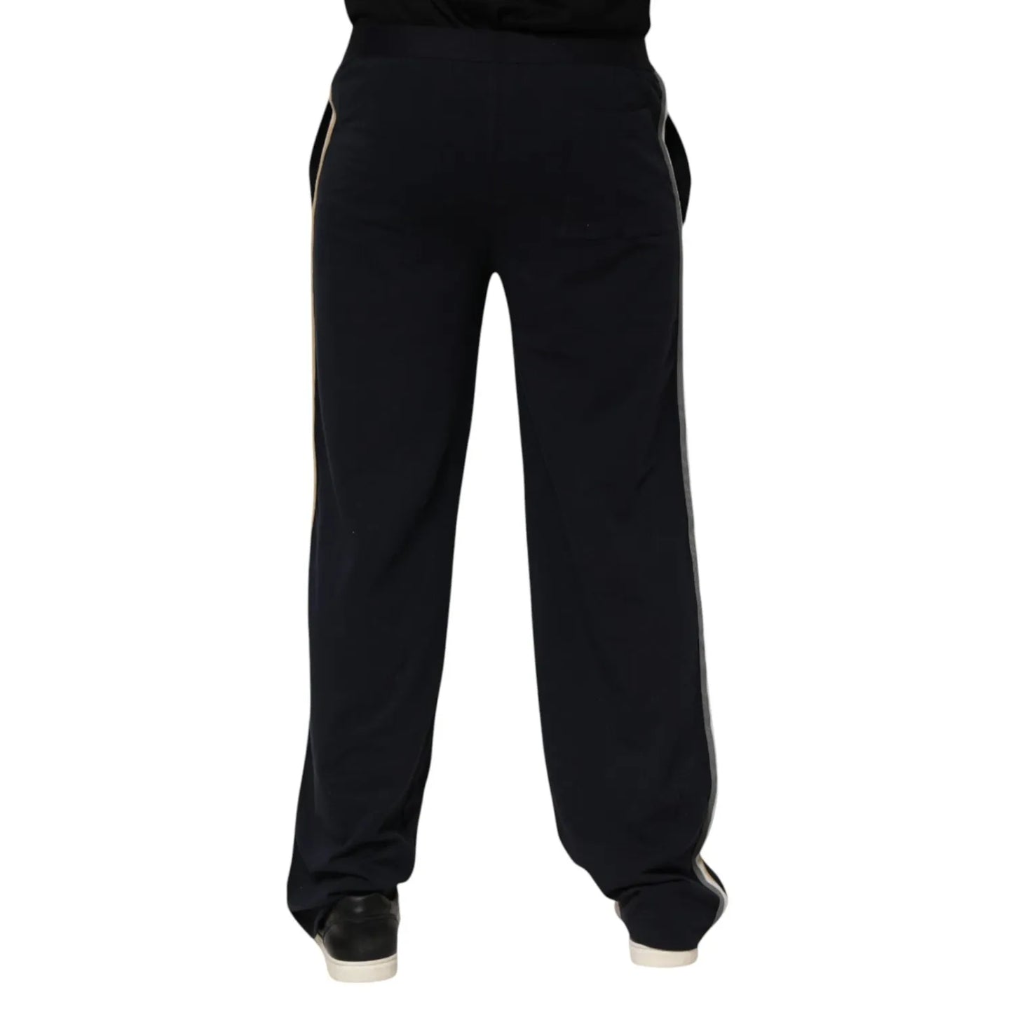 Dolce & Gabbana Black Modal Spandex Straight Logo Trouser Pants Dolce & Gabbana