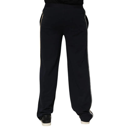 Dolce & Gabbana Black Modal Spandex Straight Logo Trouser Pants Dolce & Gabbana