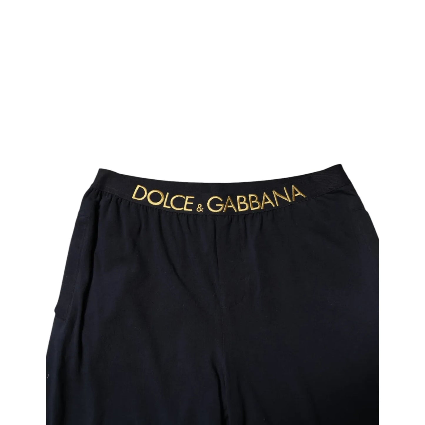 Dolce & Gabbana Black Modal Spandex Straight Logo Trouser Pants Dolce & Gabbana