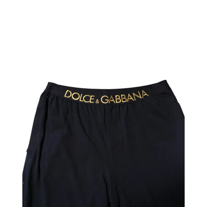 Dolce & Gabbana Black Modal Spandex Straight Logo Trouser Pants Dolce & Gabbana