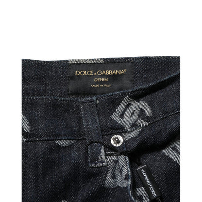 Dolce & Gabbana Black Monogram Denim Cargo Men Bermuda Short Dolce & Gabbana