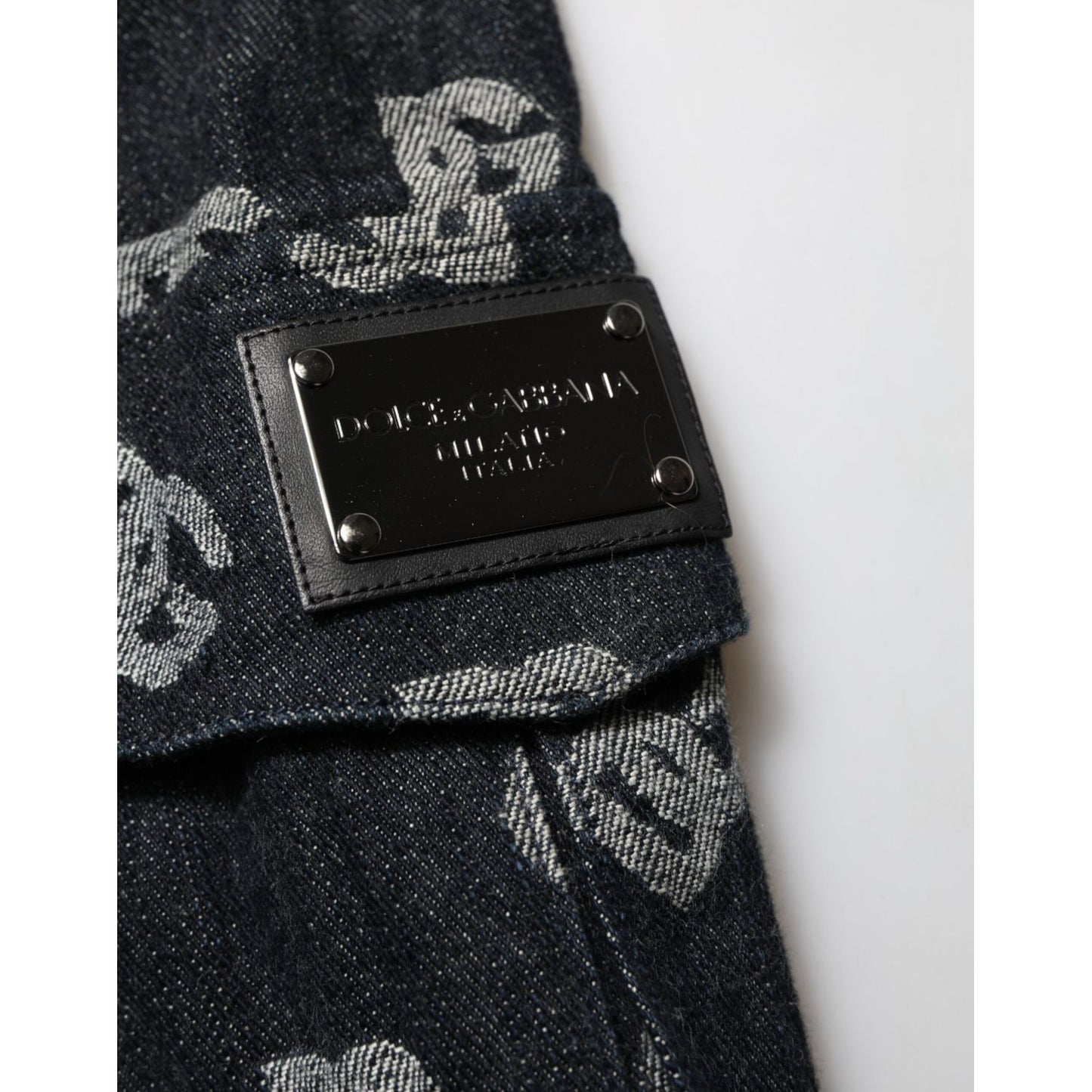 Dolce & Gabbana Black Monogram Denim Cargo Men Bermuda Short Dolce & Gabbana