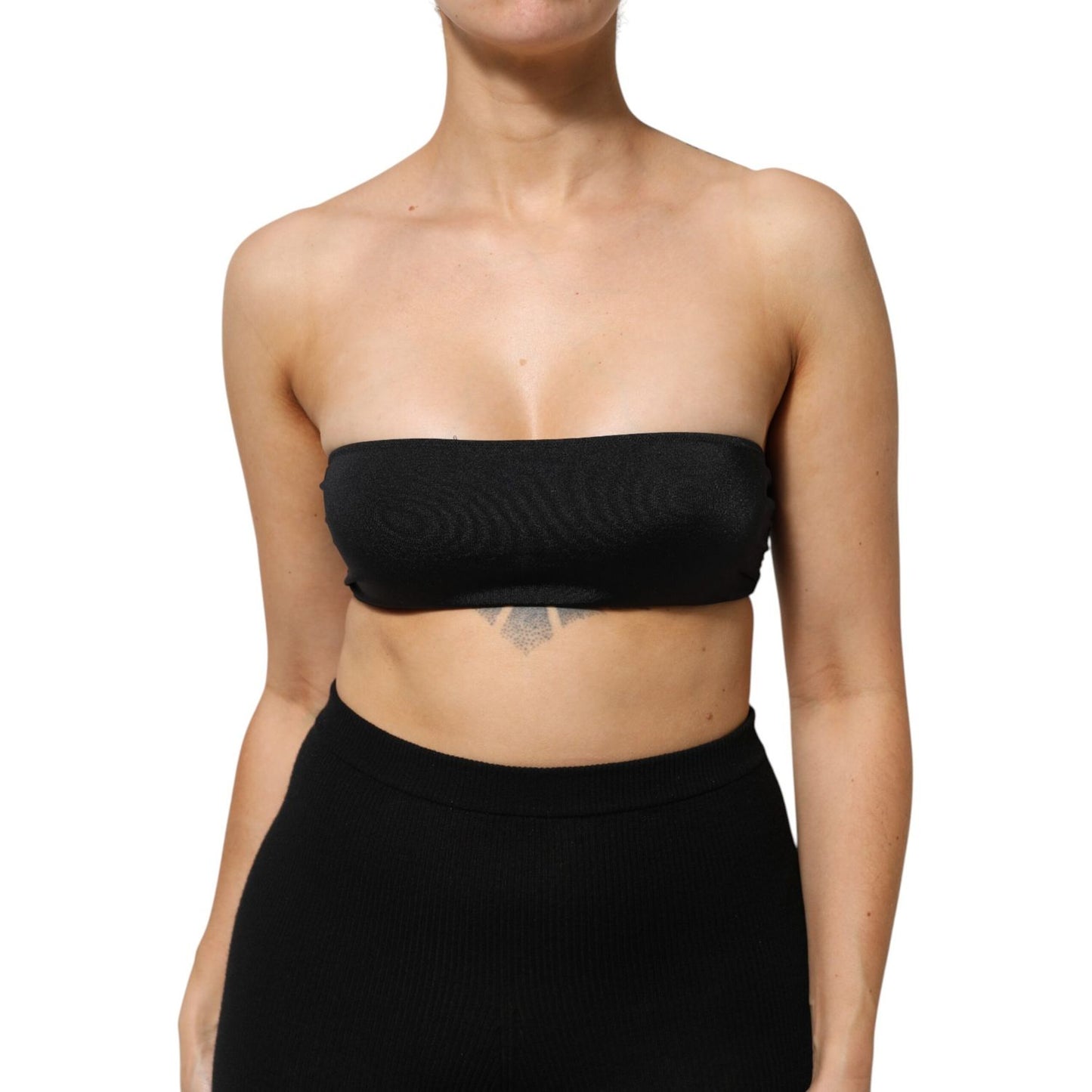 Dolce & Gabbana Black Nylon Blend Bandeau Strapless Tube Top Dolce & Gabbana