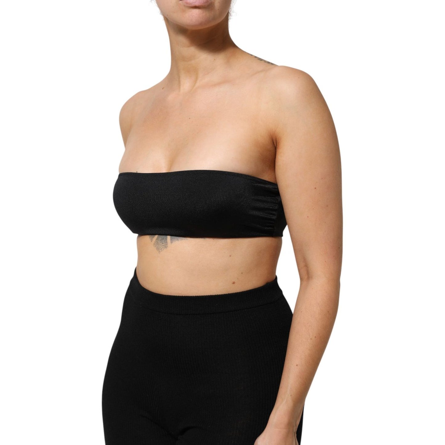 Dolce & Gabbana Black Nylon Blend Bandeau Strapless Tube Top Dolce & Gabbana