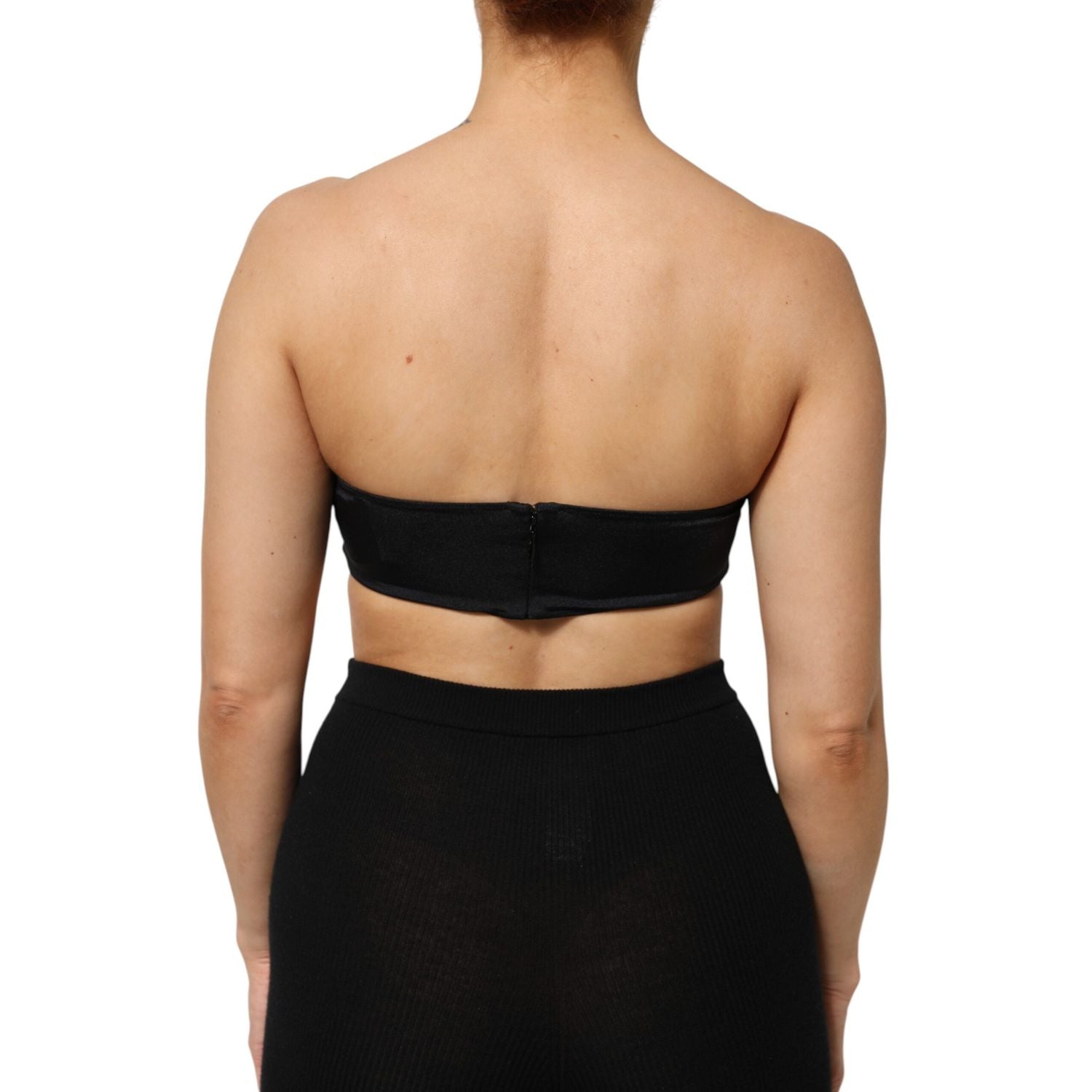 Dolce & Gabbana Black Nylon Blend Bandeau Strapless Tube  Top