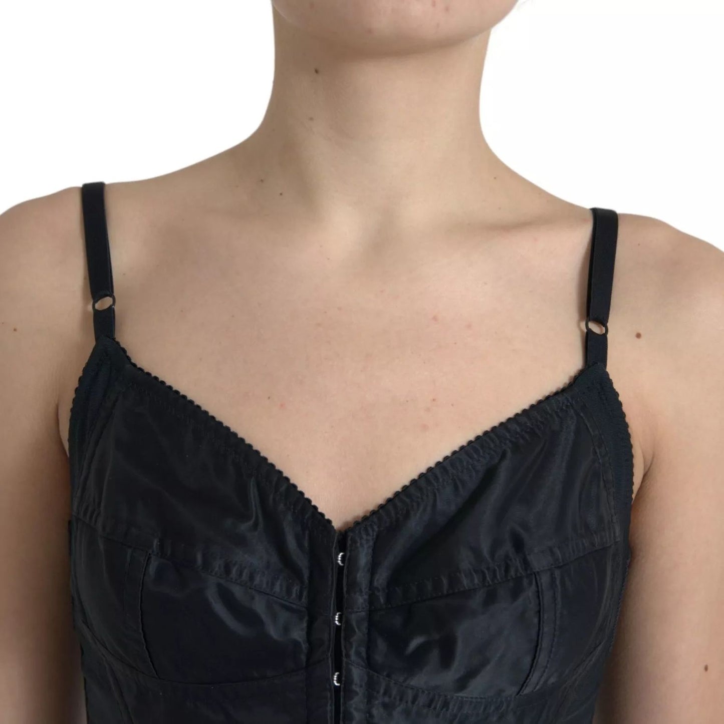 Dolce & Gabbana Black Nylon Bodycon Corset Bustier Mini Dress