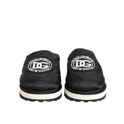 Dolce & Gabbana Black Nylon Low Top Slip On Sneaker Shoes Dolce & Gabbana