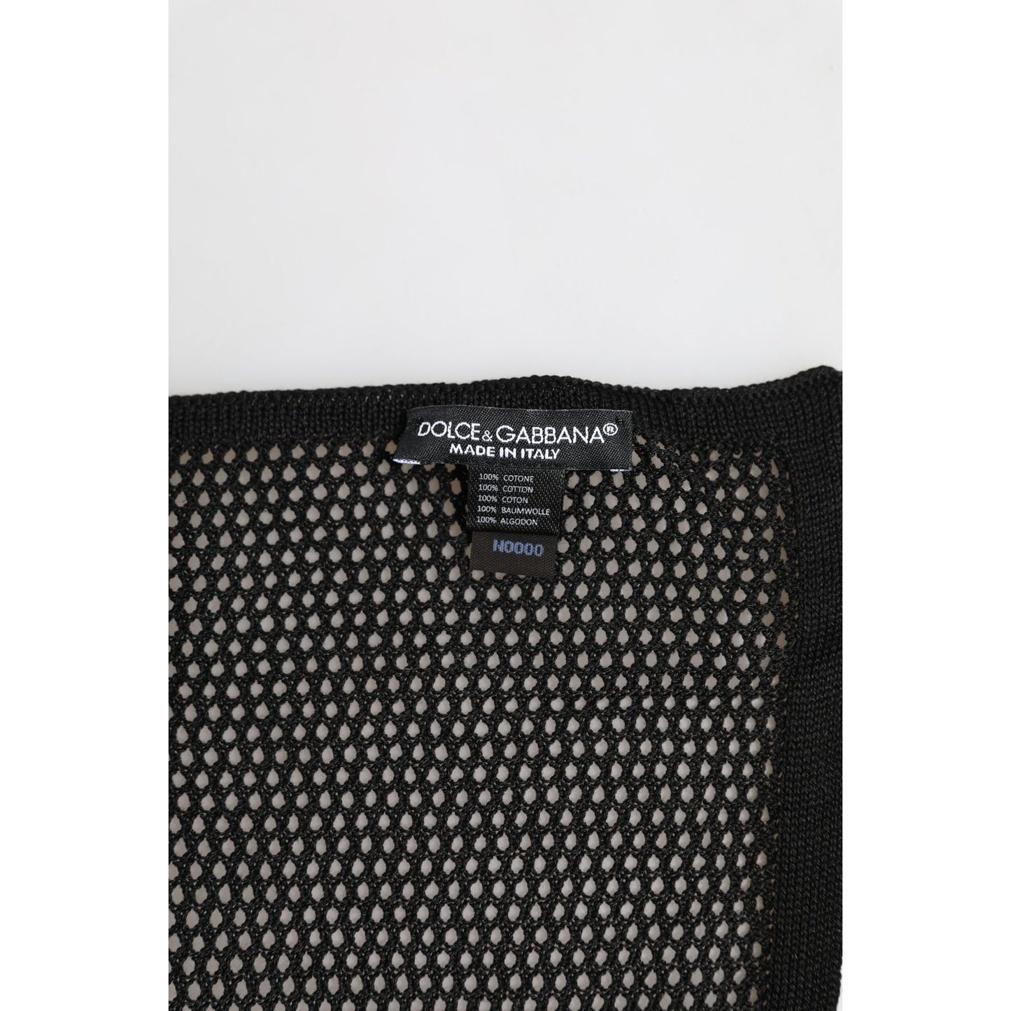 Dolce & Gabbana Black Patterned Cotton Square Foulard Scarf Dolce & Gabbana