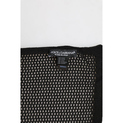 Dolce & Gabbana Black Patterned Cotton Square Foulard Scarf Dolce & Gabbana