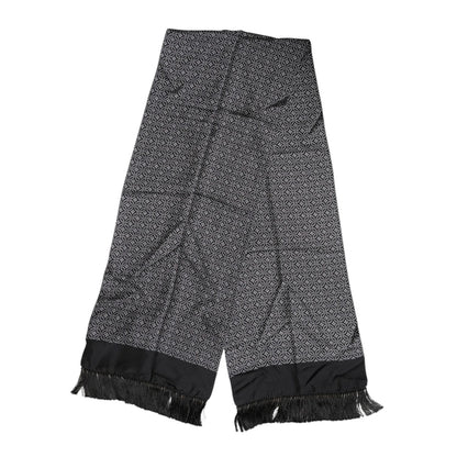 Dolce & Gabbana Black Patterned Fringes Men Foulard Scarf Dolce & Gabbana