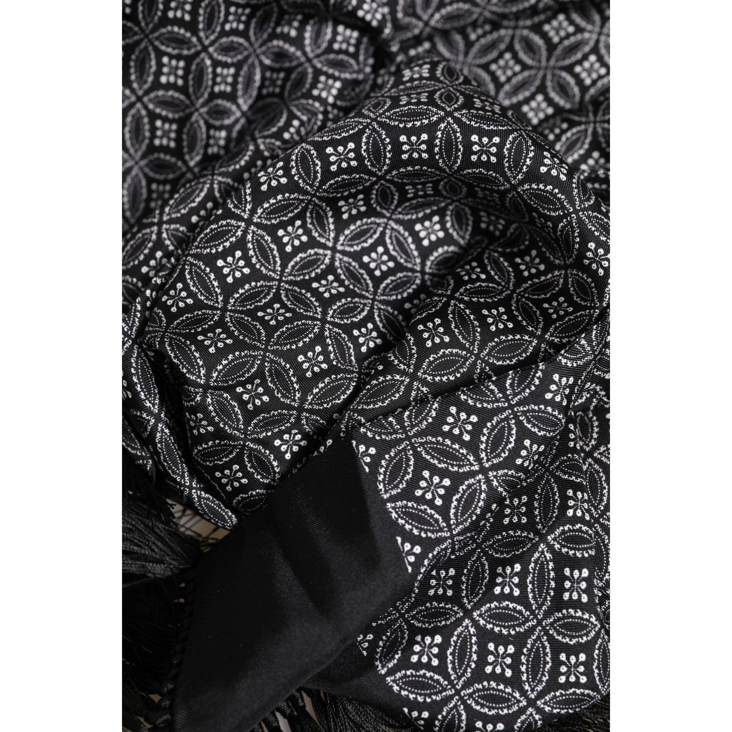 Dolce & Gabbana Black Patterned Fringes Men Foulard Scarf Dolce & Gabbana