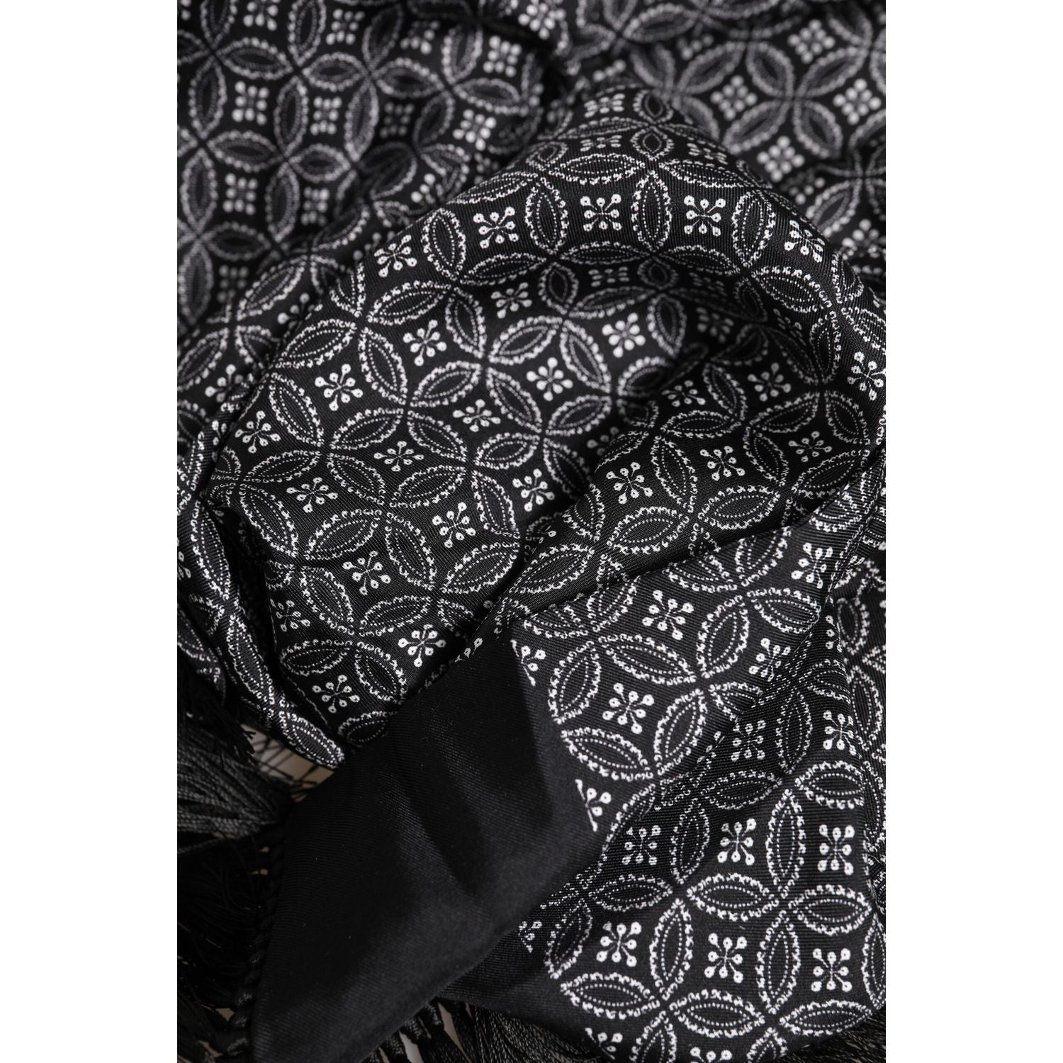 Dolce & Gabbana Black Patterned Fringes Men Foulard Scarf