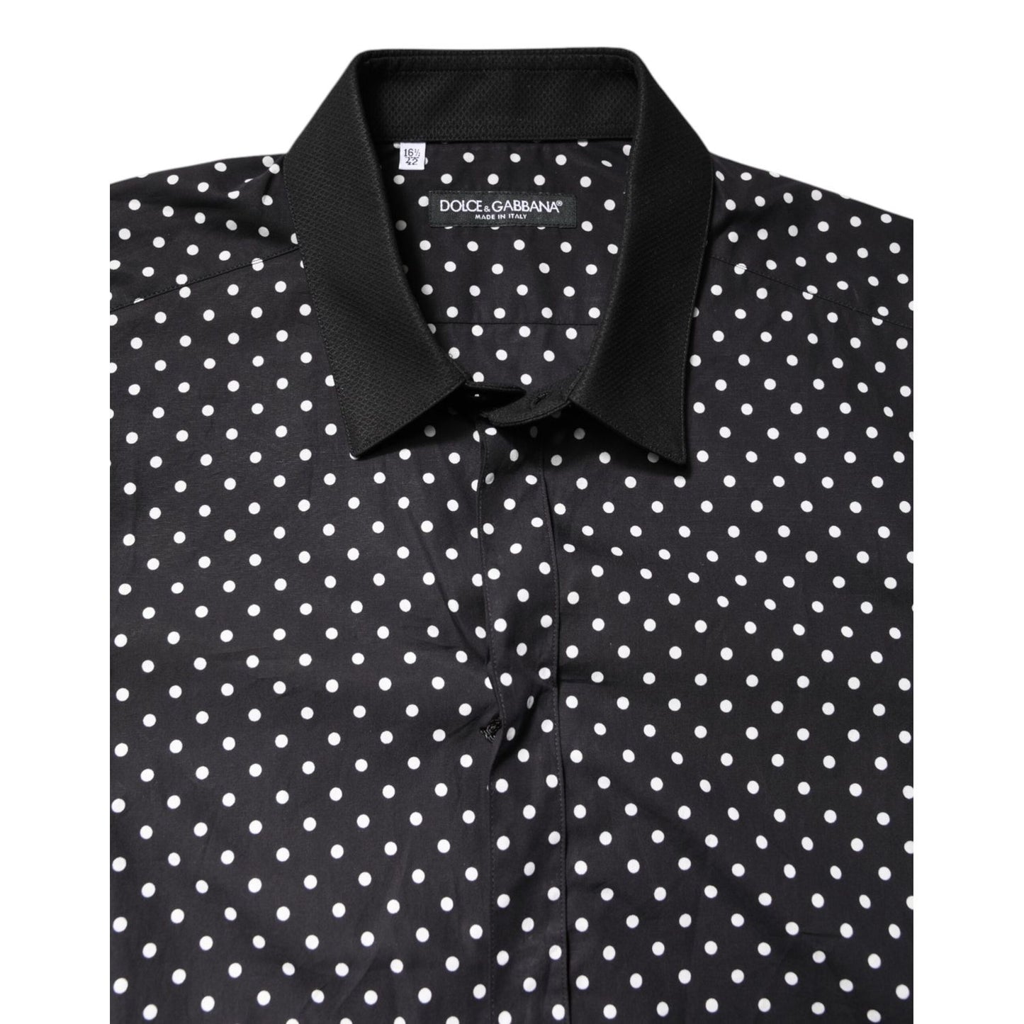 Dolce & Gabbana Black Polka Dot Cotton Formal Dress Shirt Dolce & Gabbana