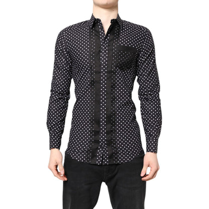 Dolce & Gabbana Black Polka Dot Long Sleeves Gold Formal Shirt Dolce & Gabbana