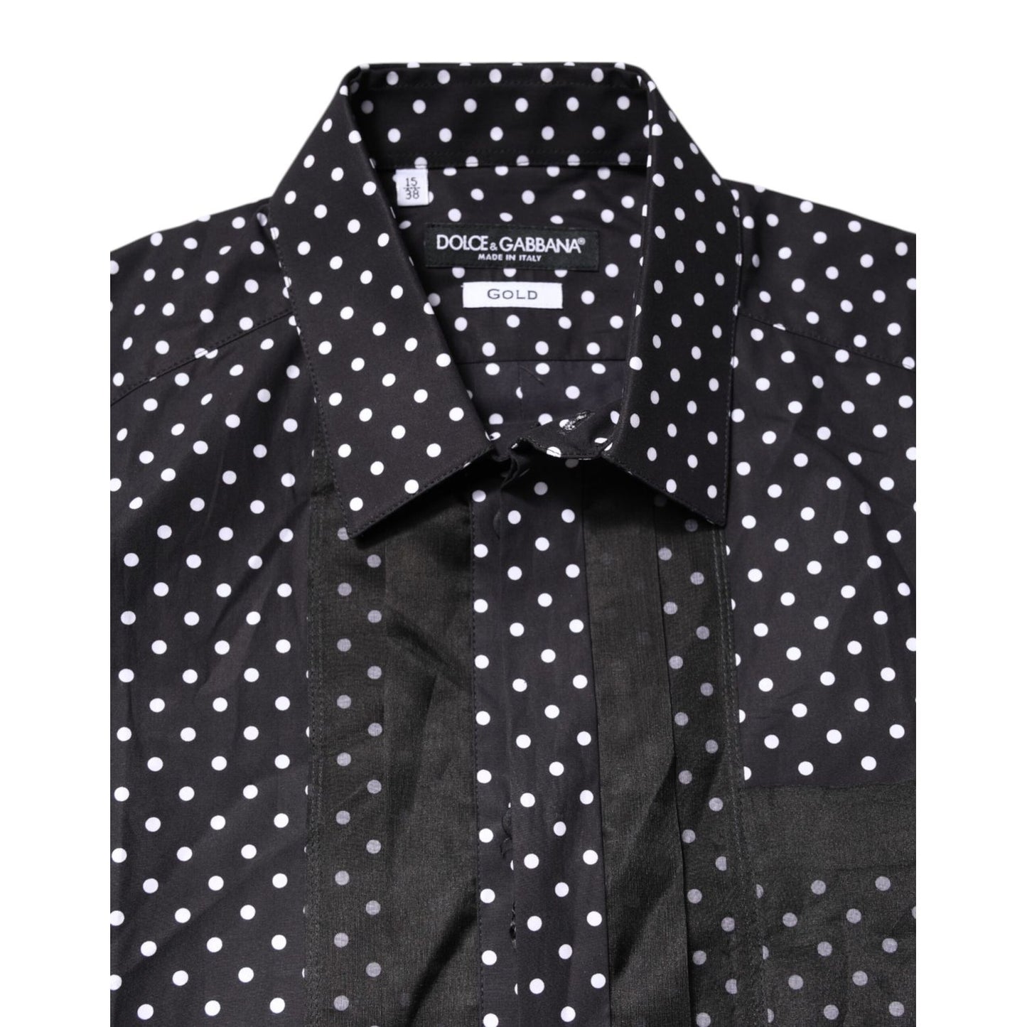 Dolce & Gabbana Black Polka Dot Long Sleeves Gold Formal Shirt Dolce & Gabbana