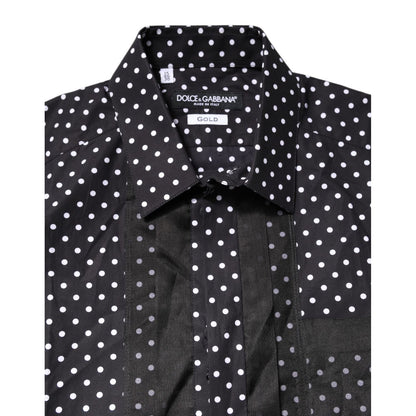Dolce & Gabbana Black Polka Dot Long Sleeves Gold Formal Shirt Dolce & Gabbana