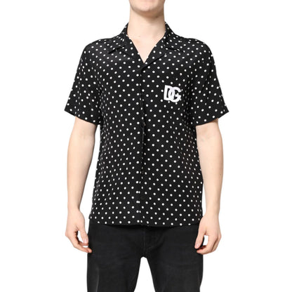Dolce & Gabbana Black Polka Dot Short Sleeves Casual Shirt Dolce & Gabbana