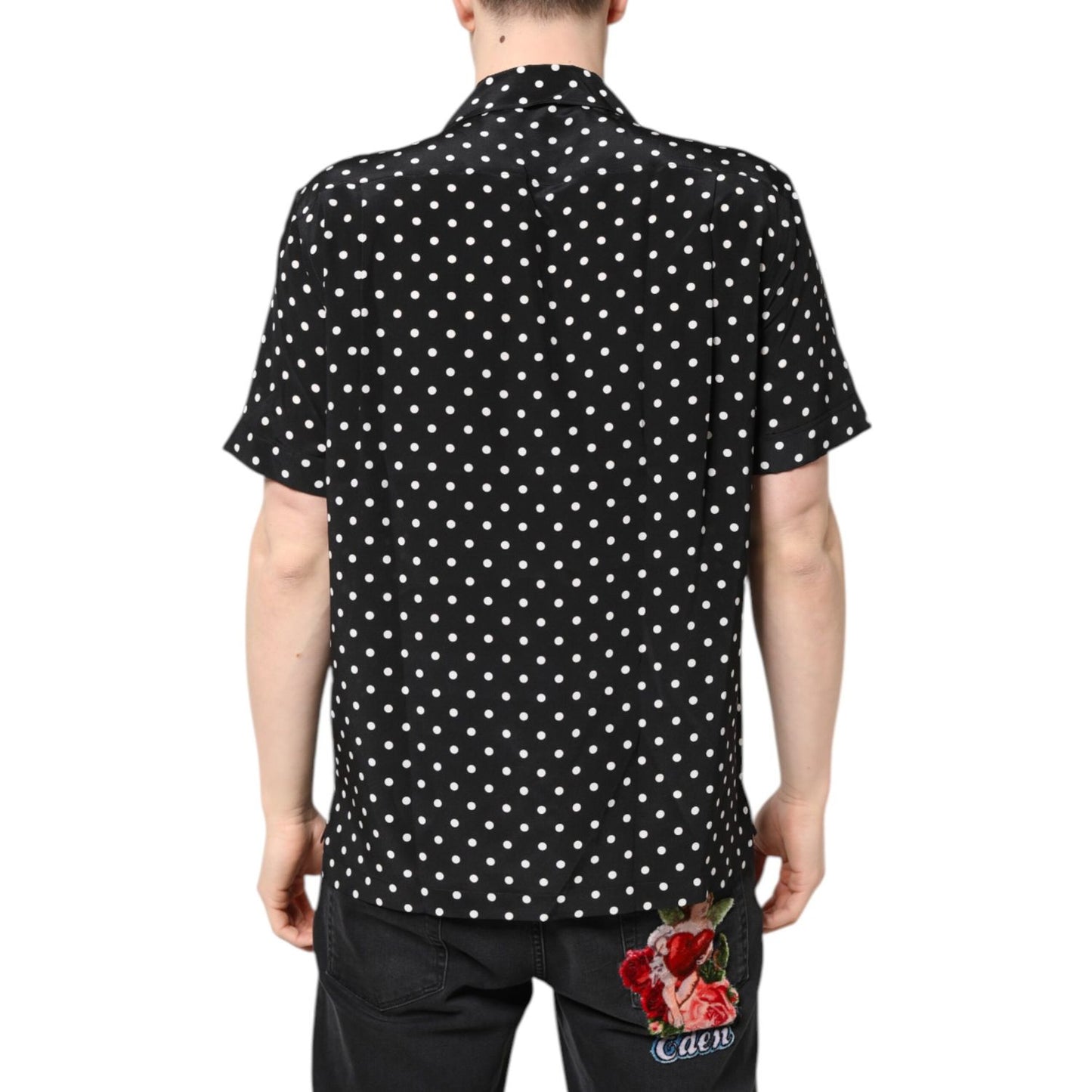 Dolce & Gabbana Black Polka Dot Short Sleeves Casual Shirt Dolce & Gabbana