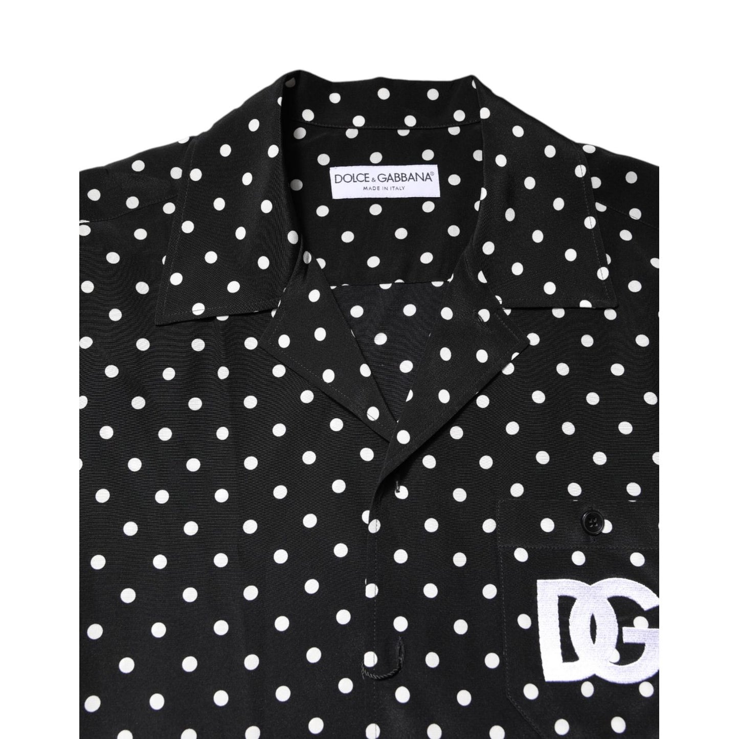 Dolce & Gabbana Black Polka Dot Short Sleeves Casual Shirt Dolce & Gabbana