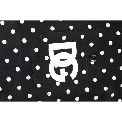 Dolce & Gabbana Black Polka Dot Short Sleeves Casual Shirt Dolce & Gabbana