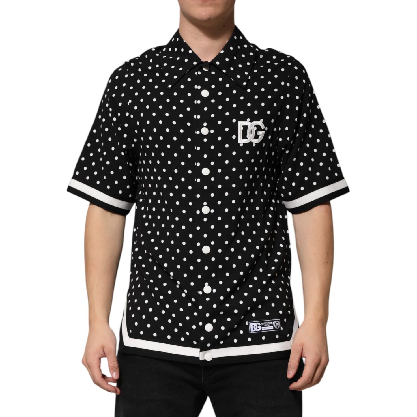 Dolce & Gabbana Black Polka Dot Short Sleeves Collared Polo T-shirt Dolce & Gabbana