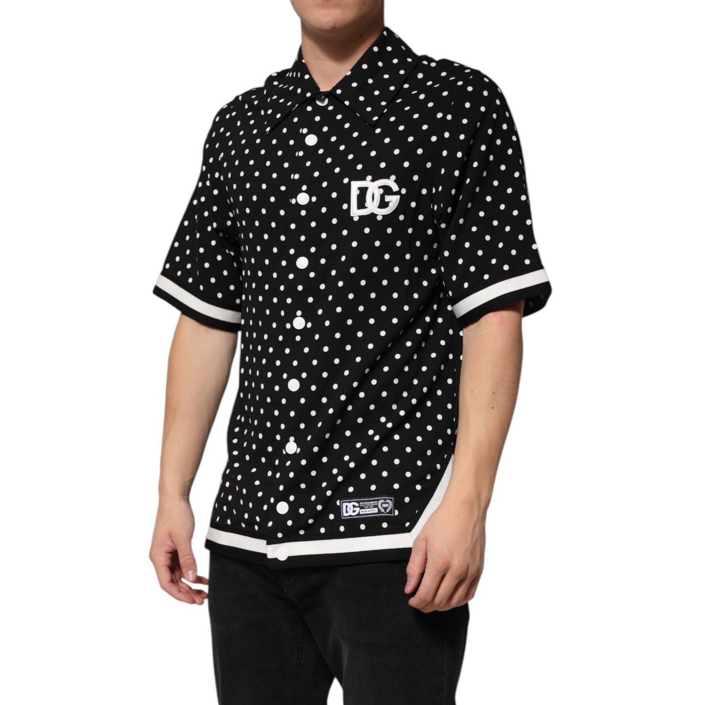 Dolce & Gabbana Black Polka Dot Short Sleeves Collared Polo T-shirt Dolce & Gabbana