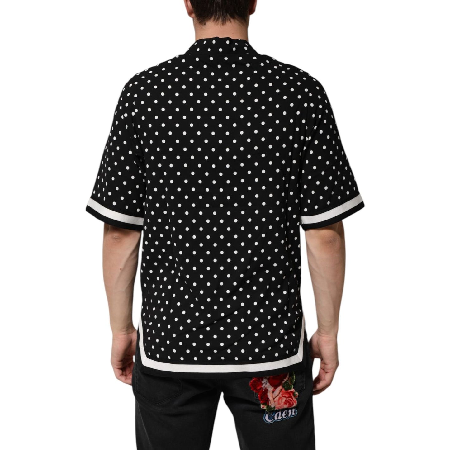 Dolce & Gabbana Black Polka Dot Short Sleeves Collared Polo T-shirt Dolce & Gabbana