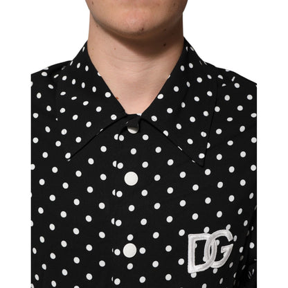 Dolce & Gabbana Black Polka Dot Short Sleeves Collared Polo T-shirt Dolce & Gabbana