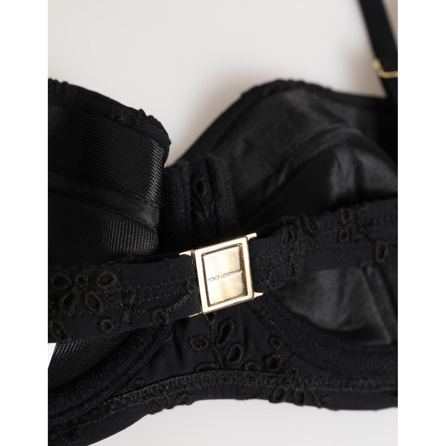 Dolce & Gabbana Black Polyester Embroidered Underwire Bra Underwear
