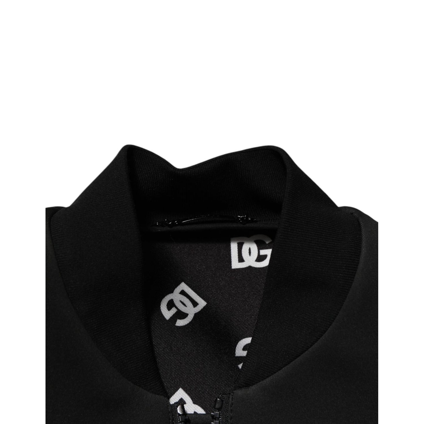 Dolce & Gabbana Black Polyester Logo Plaque Bomber Jacket Dolce & Gabbana