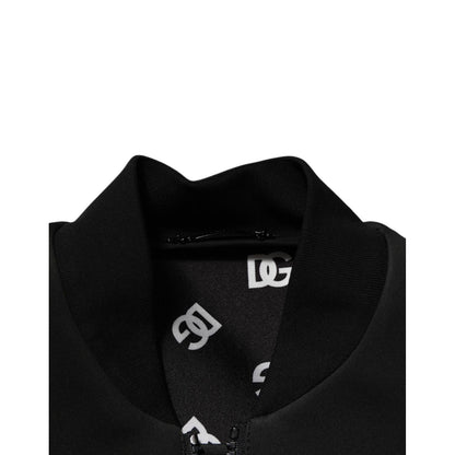 Dolce & Gabbana Black Polyester Logo Plaque Bomber Jacket Dolce & Gabbana