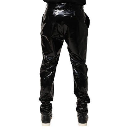 Dolce & Gabbana Black Polyester Mid Waist Men Trouser Pants Dolce & Gabbana