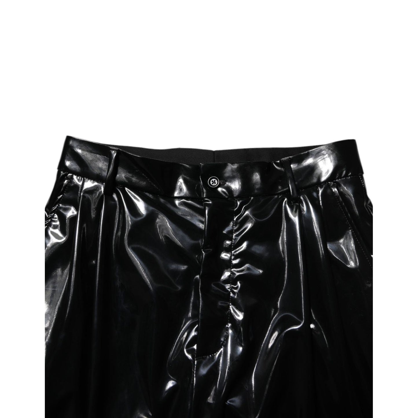 Dolce & Gabbana Black Polyester Mid Waist Men Trouser Pants Dolce & Gabbana