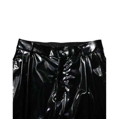 Dolce & Gabbana Black Polyester Mid Waist Men Trouser Pants Dolce & Gabbana