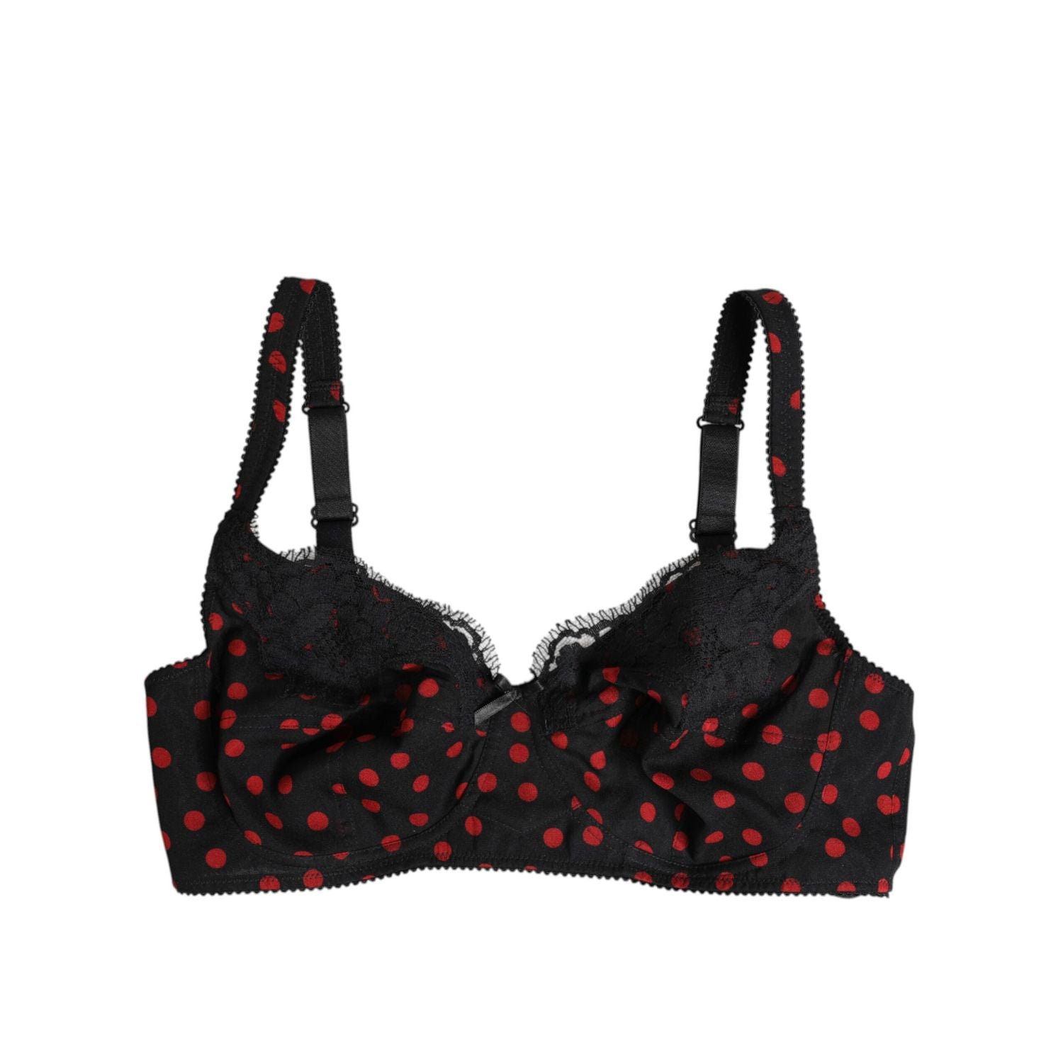 Dolce & Gabbana Black Red Polka Dot Underwired Balconette Underwear