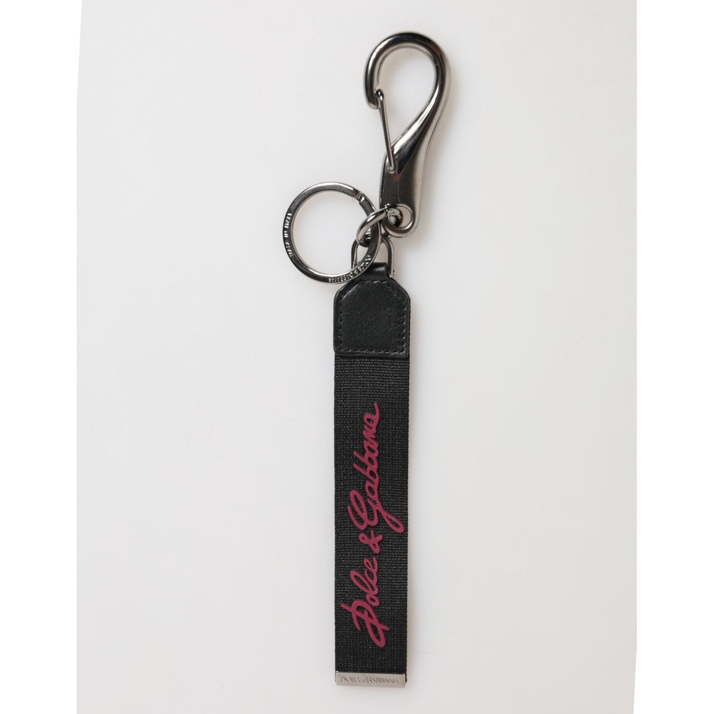 Dolce & Gabbana Black Red Polyester DG Logo Silver Men Keychain Keyring Dolce & Gabbana