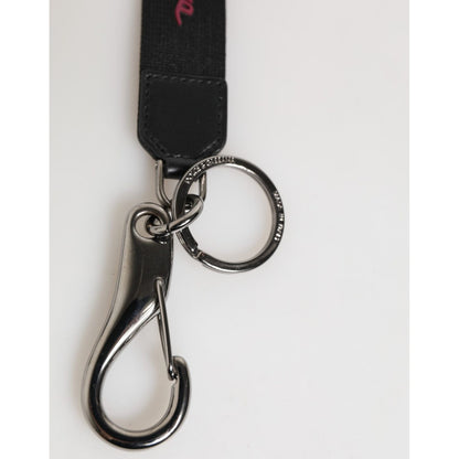 Dolce & Gabbana Black Red Polyester DG Logo Silver Men Keychain Keyring Dolce & Gabbana